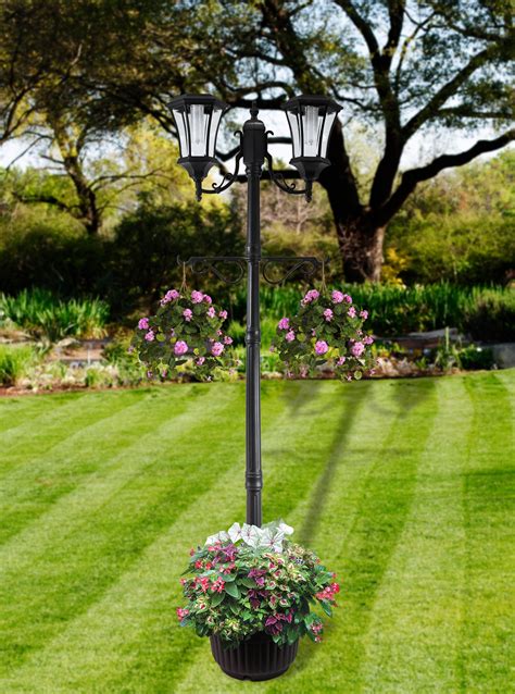 solar lamp post planter